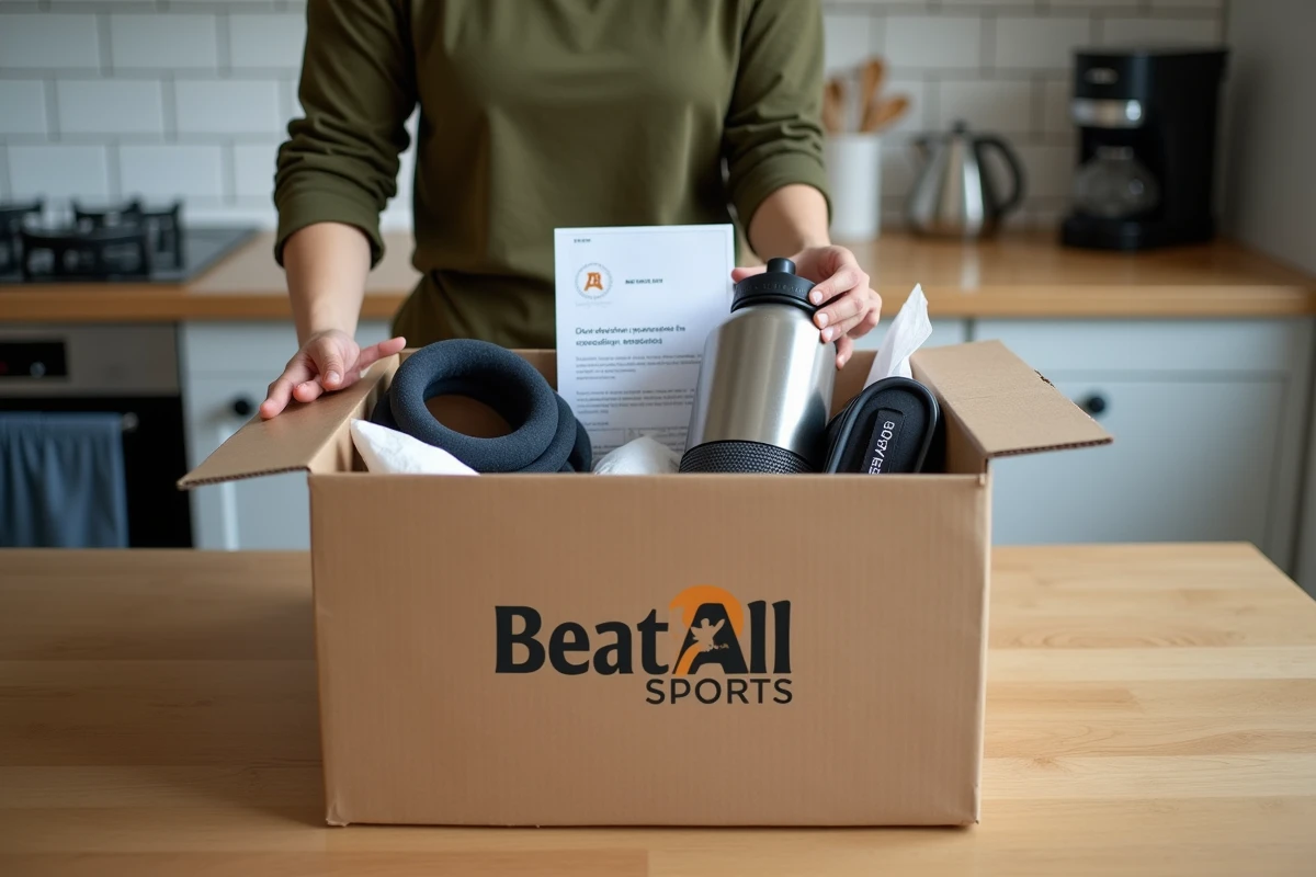 Unboxing d'une commande de matériel sportif Beat All Sports livrée à domicile