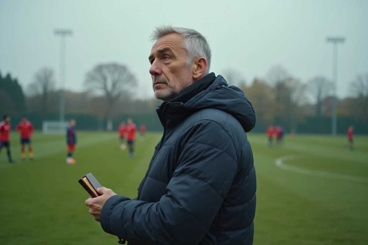 Scout de football professionnel observant un entraînement au bord d'un terrain lors du mercato 2026 du VAFC