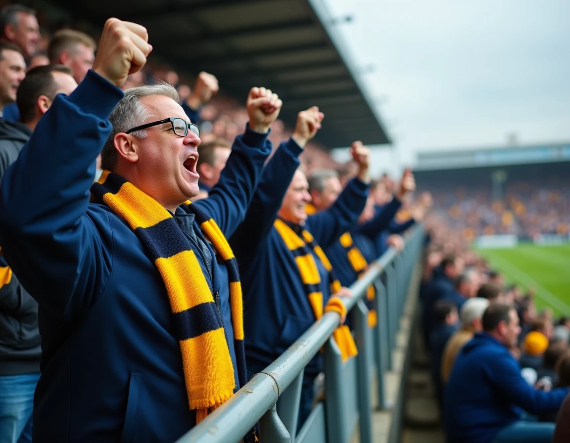 Supporters du CA libre Rugby dans les tribunes lors d'un match, ambiance chaleureuse et passion collective